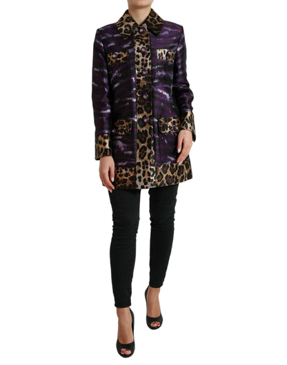 Edler Jacquard-Trenchcoat mit Tigermotiv