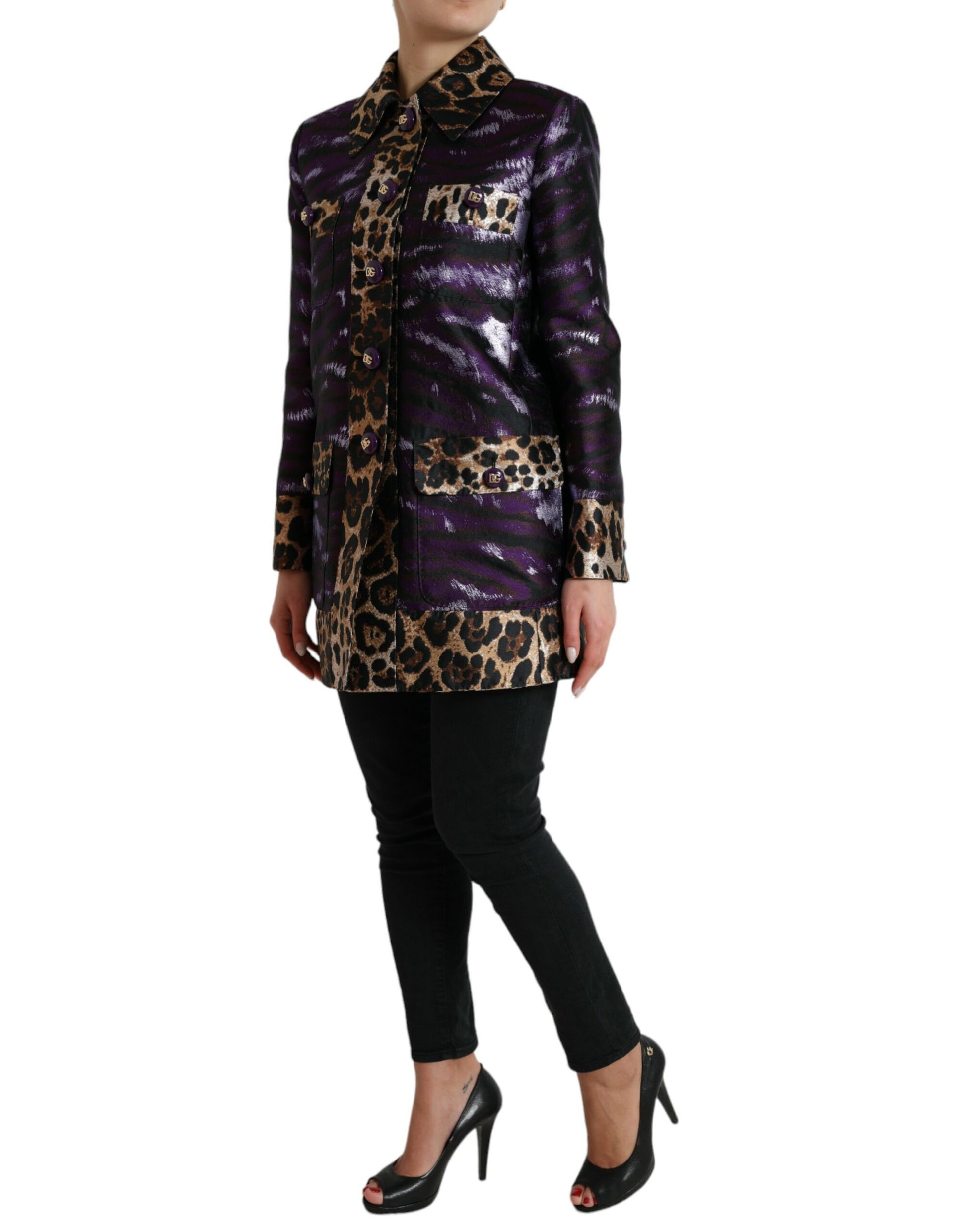 Edler Jacquard-Trenchcoat mit Tigermotiv