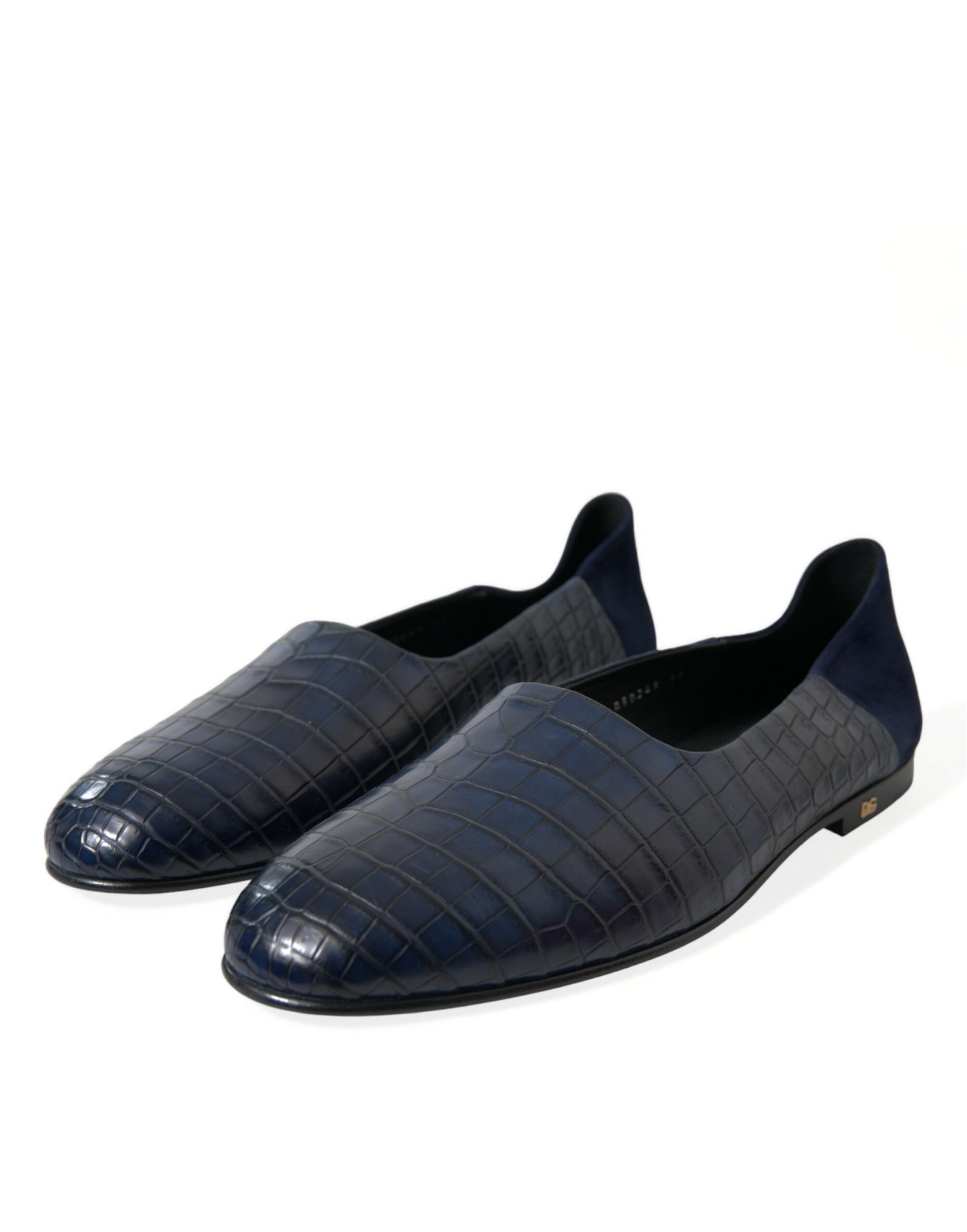 Elegant Blue Crocodile Leather Loafers