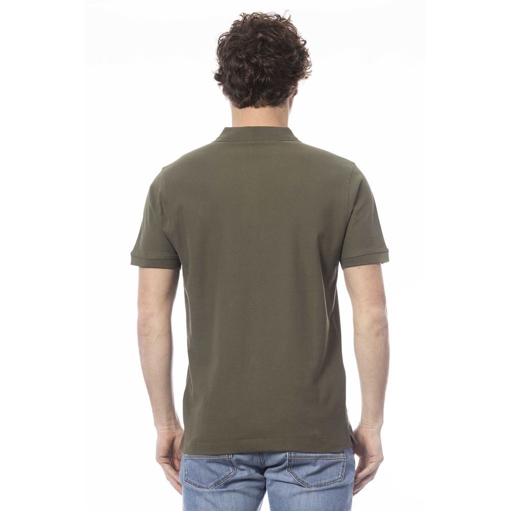 Green Cotton Men Polo Shirt