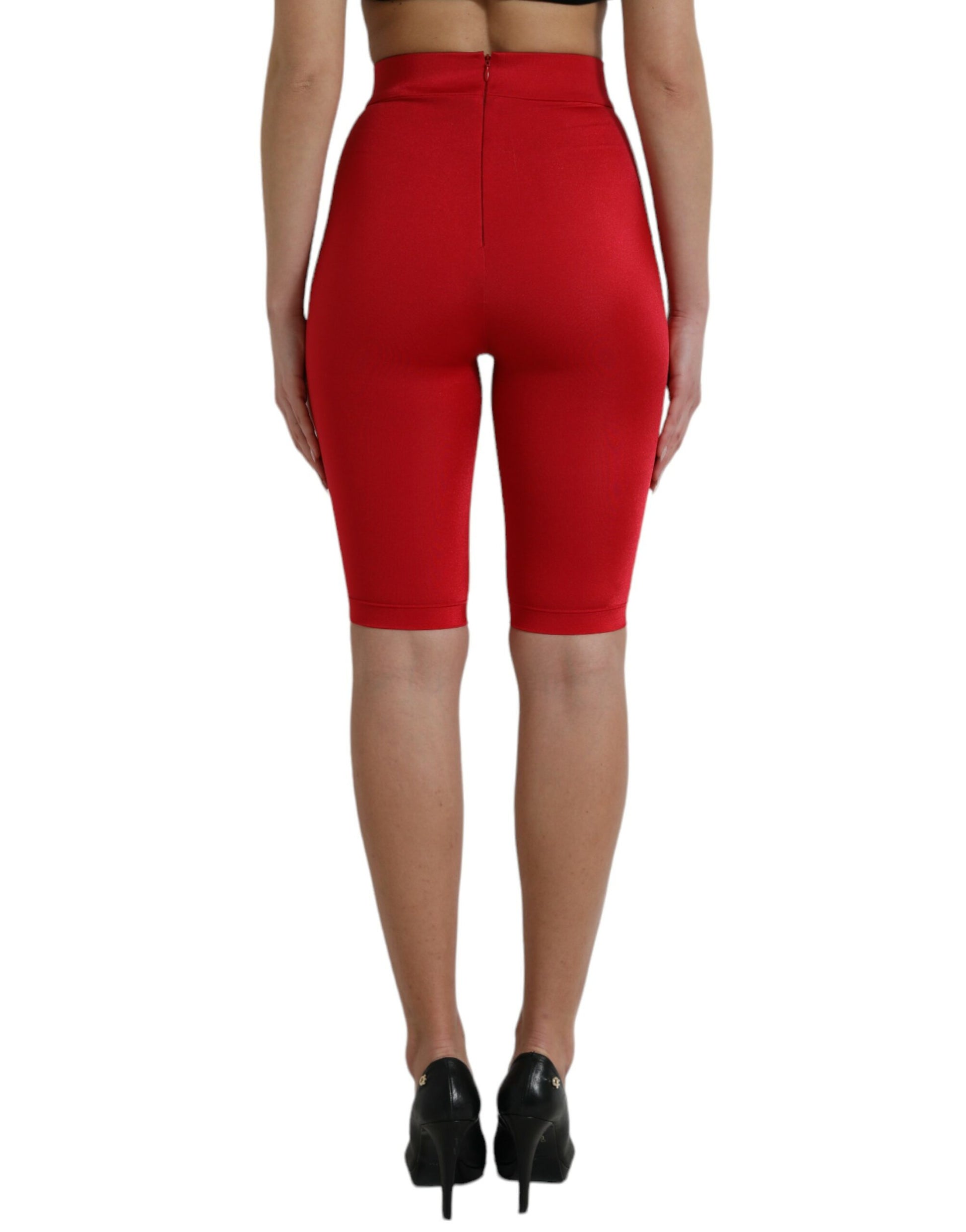 Schicke rote Leggings mit hoher Taille