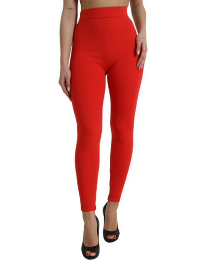 Leggings elegantes de cintura alta en color rojo