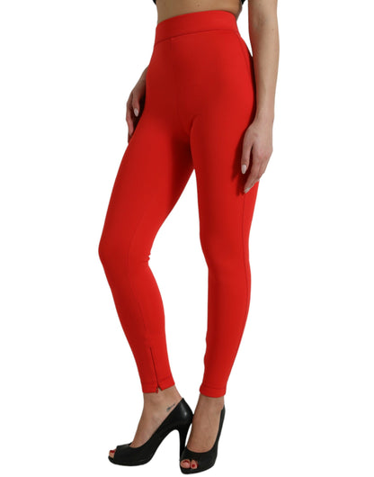 Leggings elegantes de cintura alta en color rojo