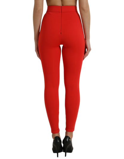 Leggings elegantes de cintura alta en color rojo