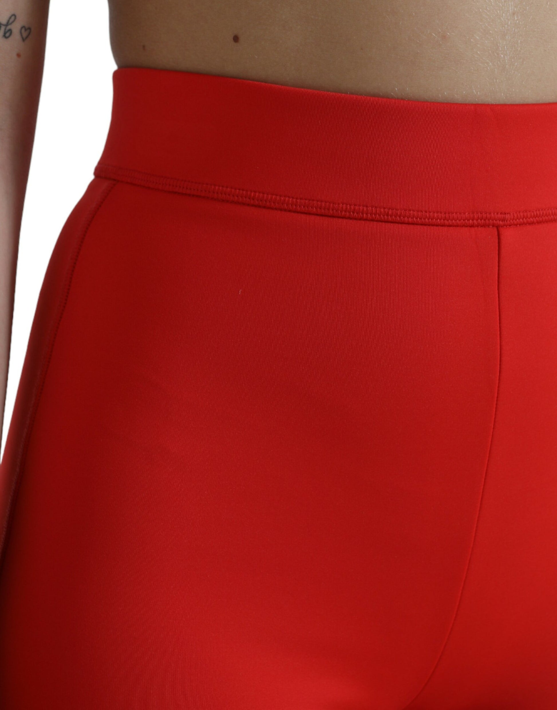 Leggings elegantes de cintura alta en color rojo