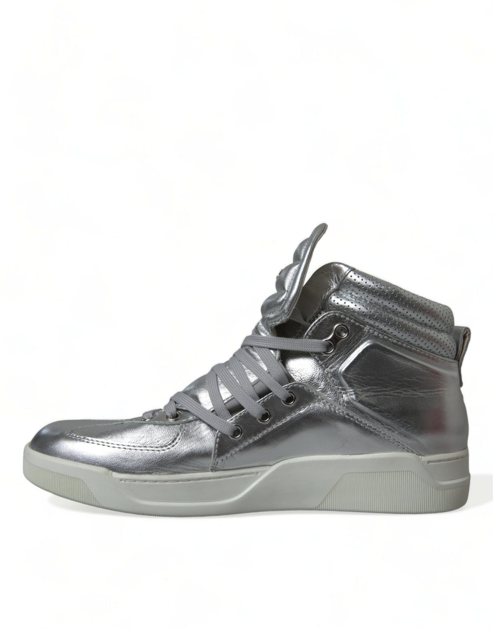 silberne High-Top-Sneakers aus Leder