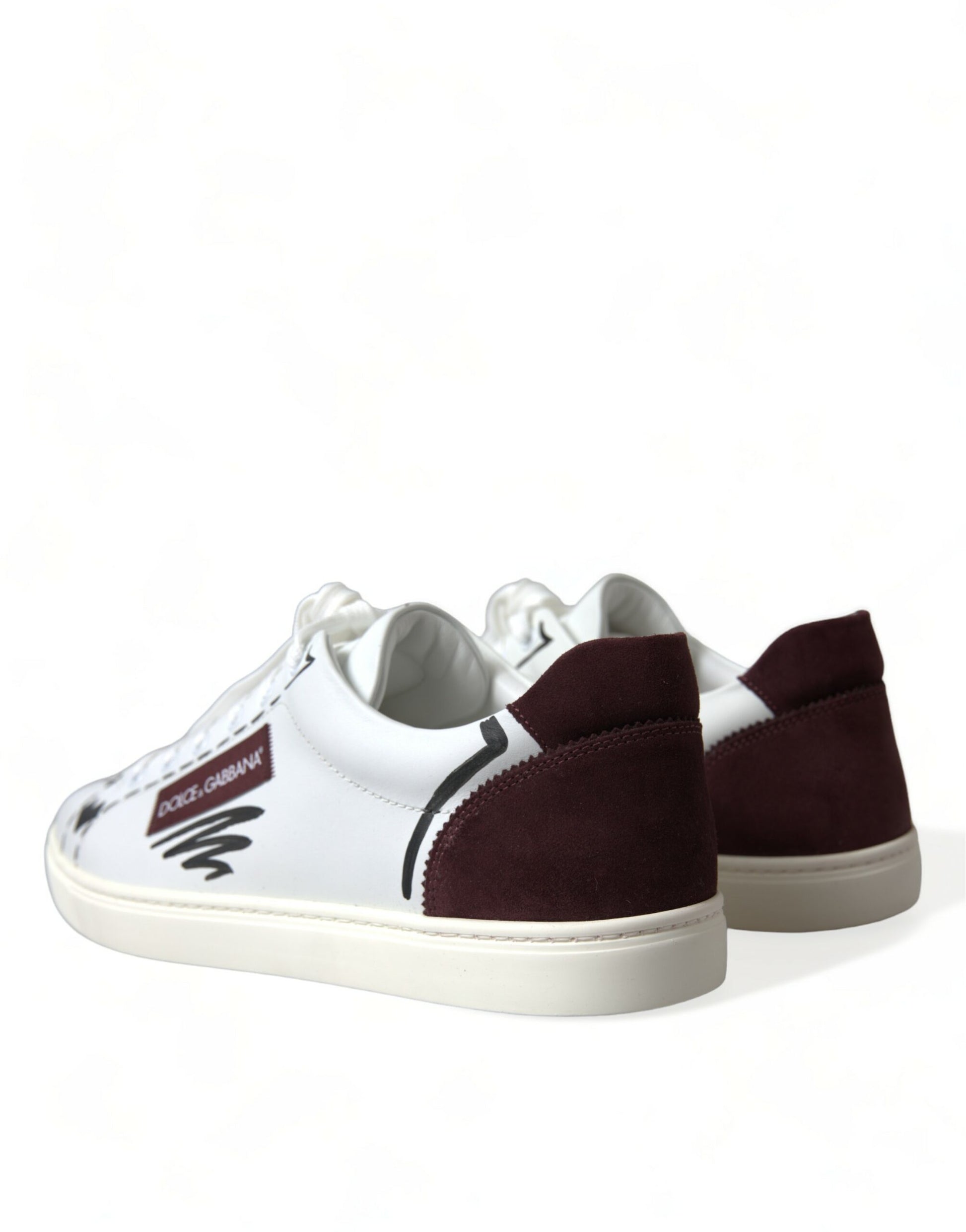 Exklusive Low Top Sneakers in Weiß und Bordeaux