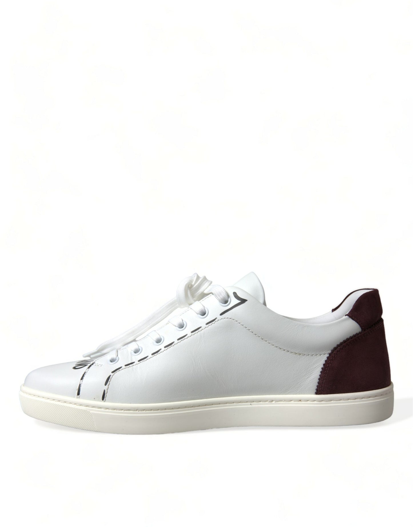 Exklusive Low Top Sneakers in Weiß und Bordeaux