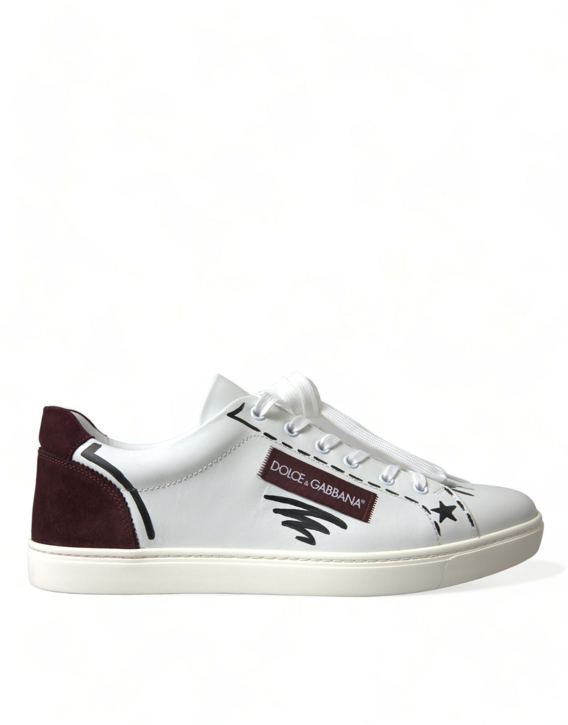 Exklusive Low Top Sneakers in Weiß und Bordeaux