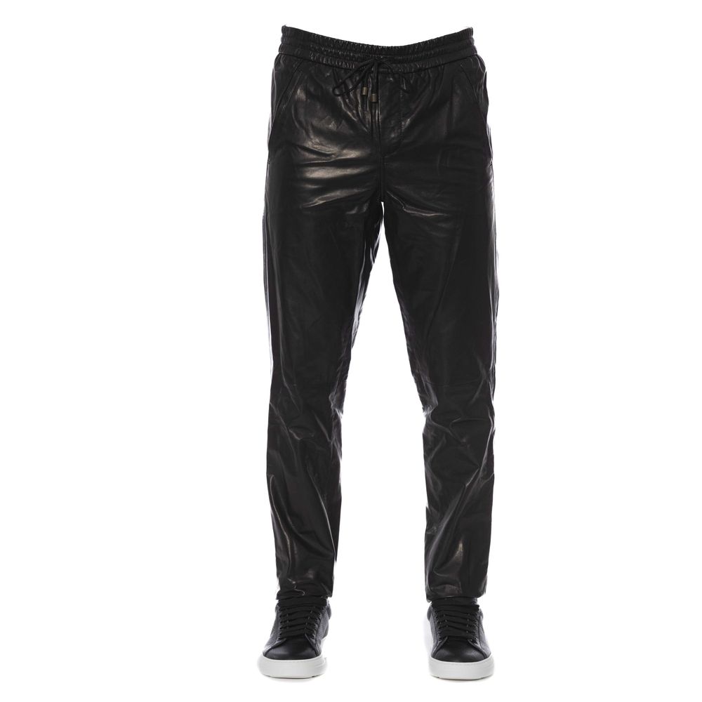 Pantalones de cuero negro para hombre