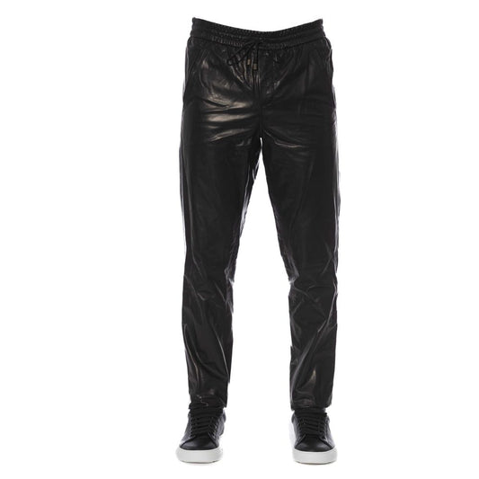 Pantalones de cuero negro elegantes para hombre