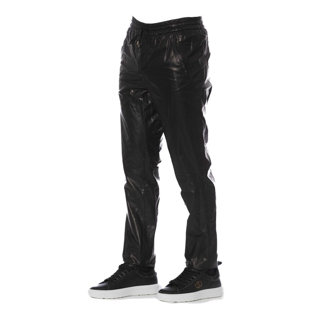 Pantalones de cuero negro para hombre