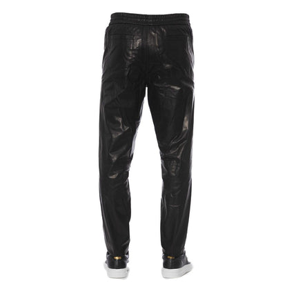 Pantalones de cuero negro para hombre