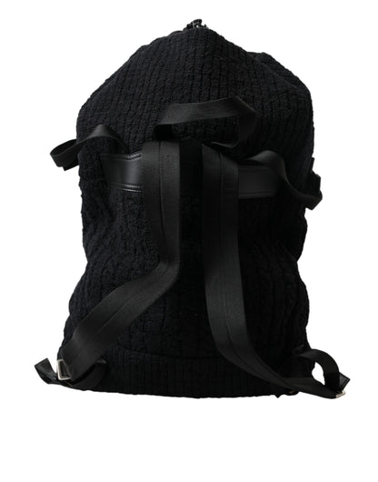 Elegant Tricot Wool-Blend Backpack in Black