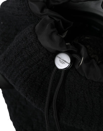 Elegant Tricot Wool-Blend Backpack in Black