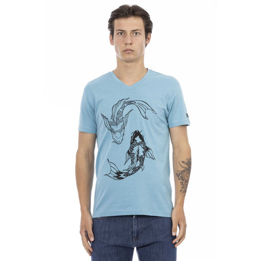 Hellblaues Herren-T-Shirt aus Baumwolle