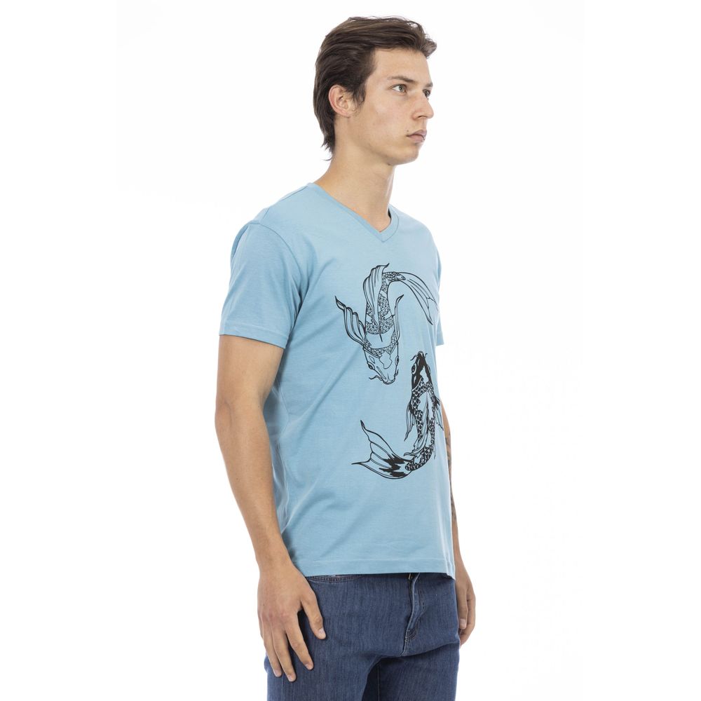Hellblaues Herren-T-Shirt aus Baumwolle