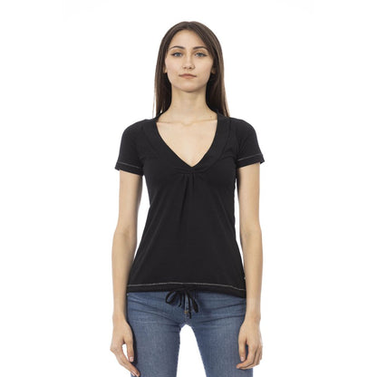 Top de algodón negro para mujer