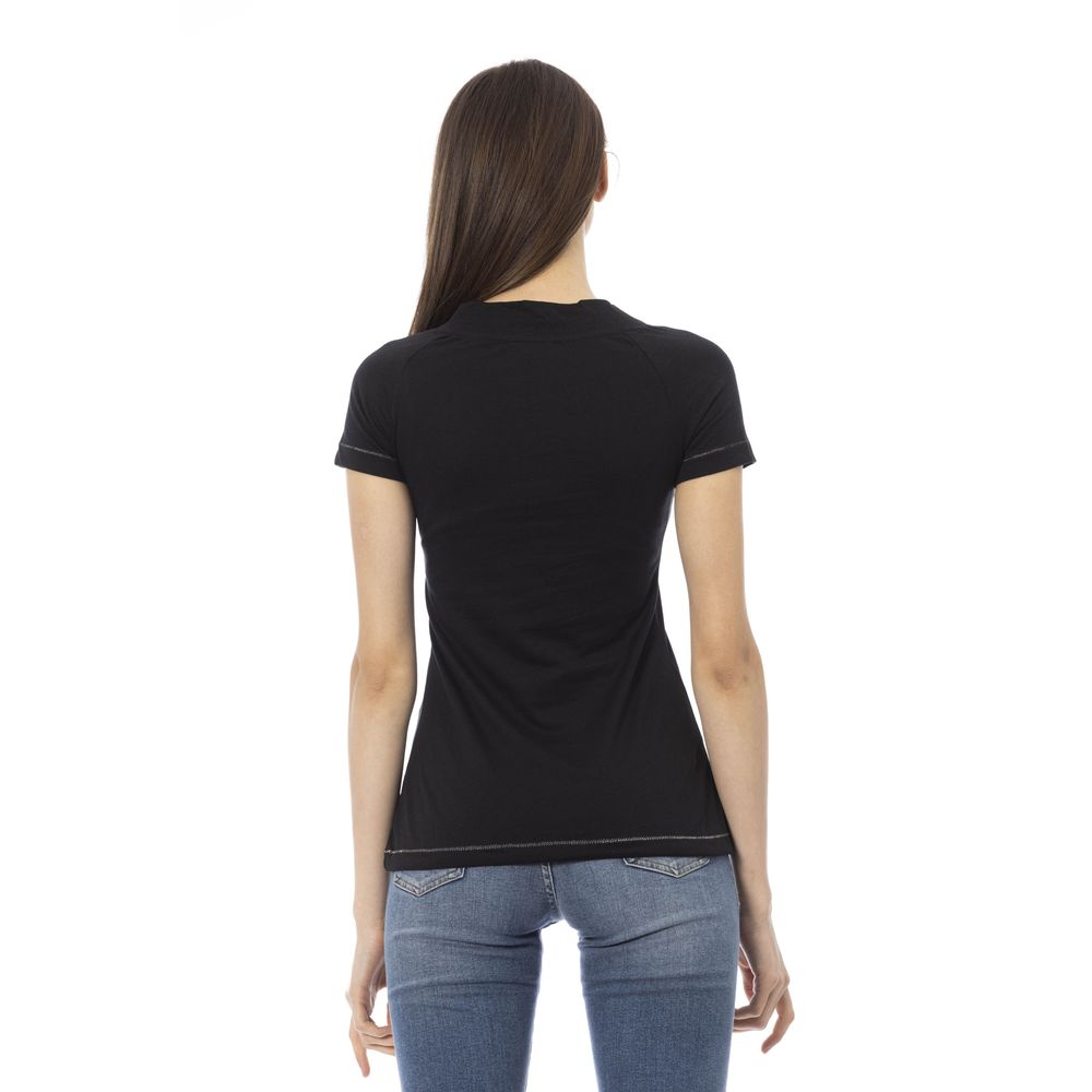 Top de algodón negro para mujer