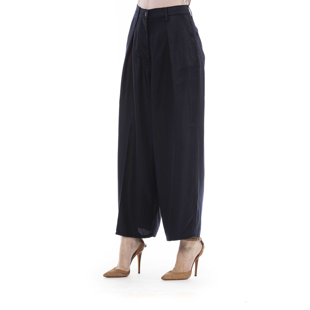 Pantalón de algodón negro para mujer