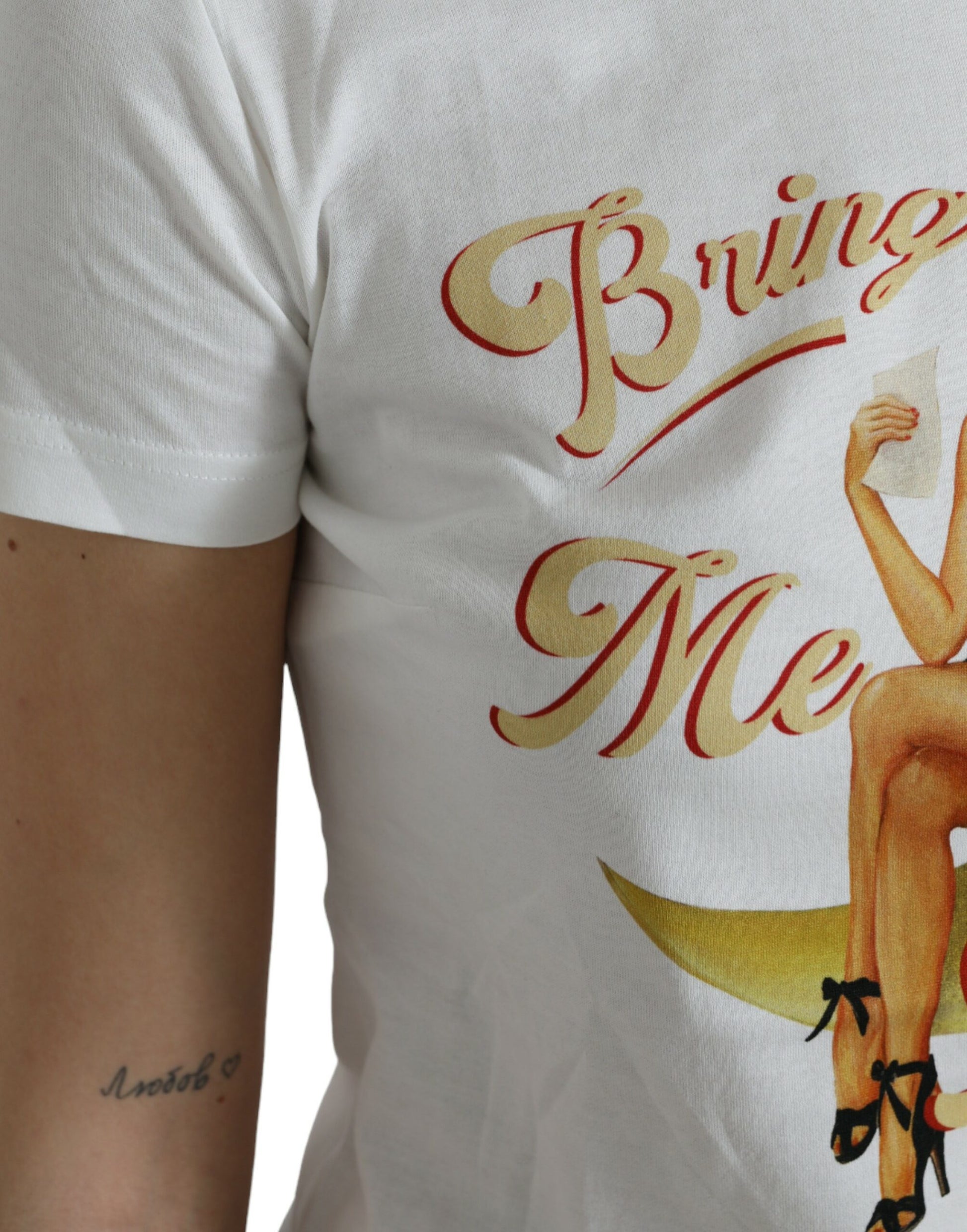 Elegantes weißes Rundhals-T-Shirt aus Baumwolle