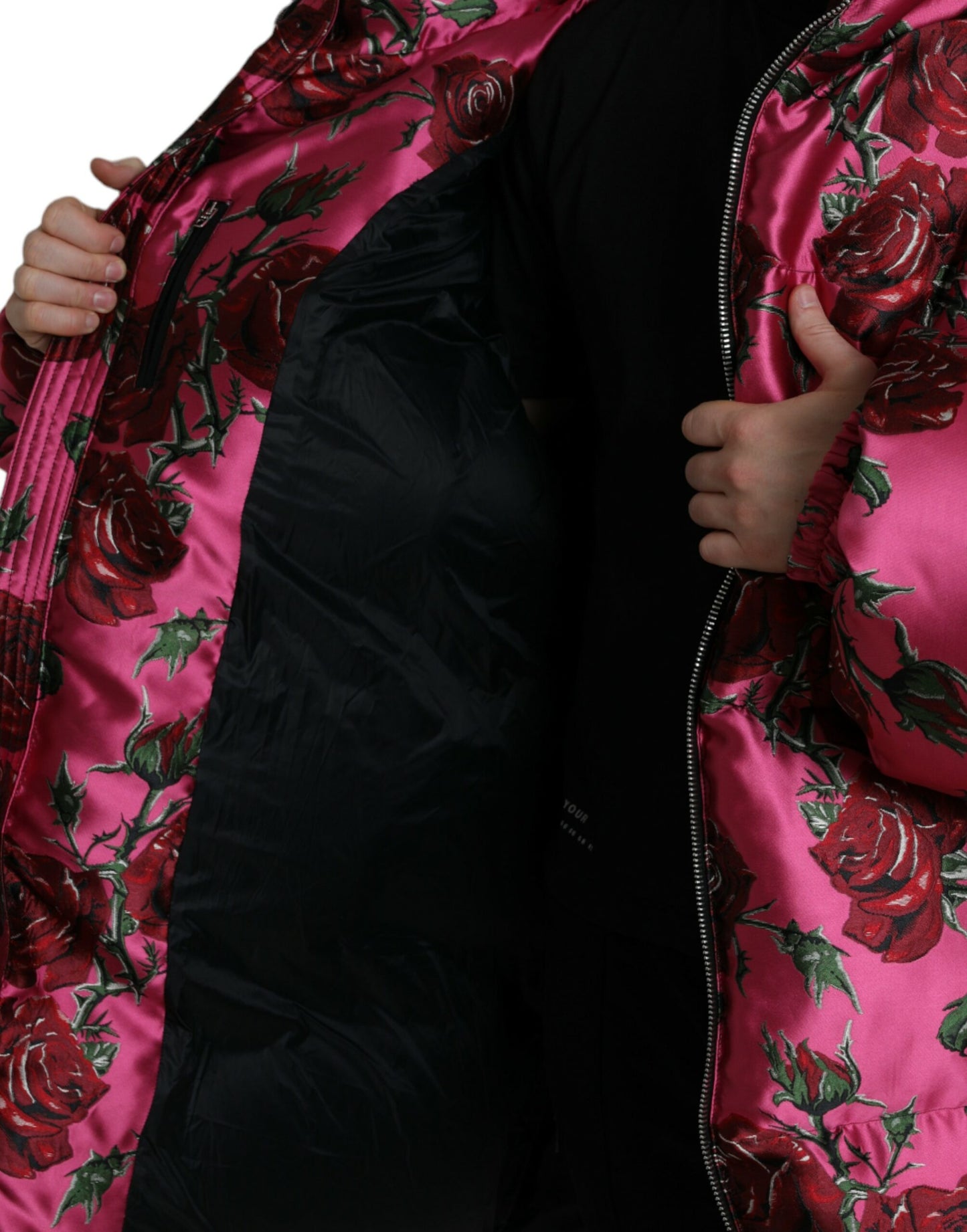 Elegante Steppjacke mit Rosen-Print