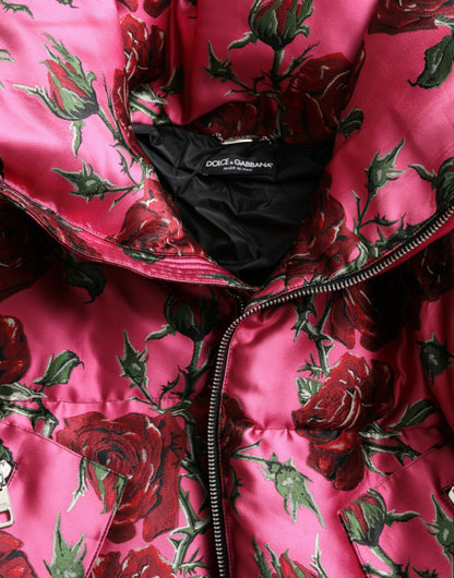 Elegante Steppjacke mit Rosen-Print