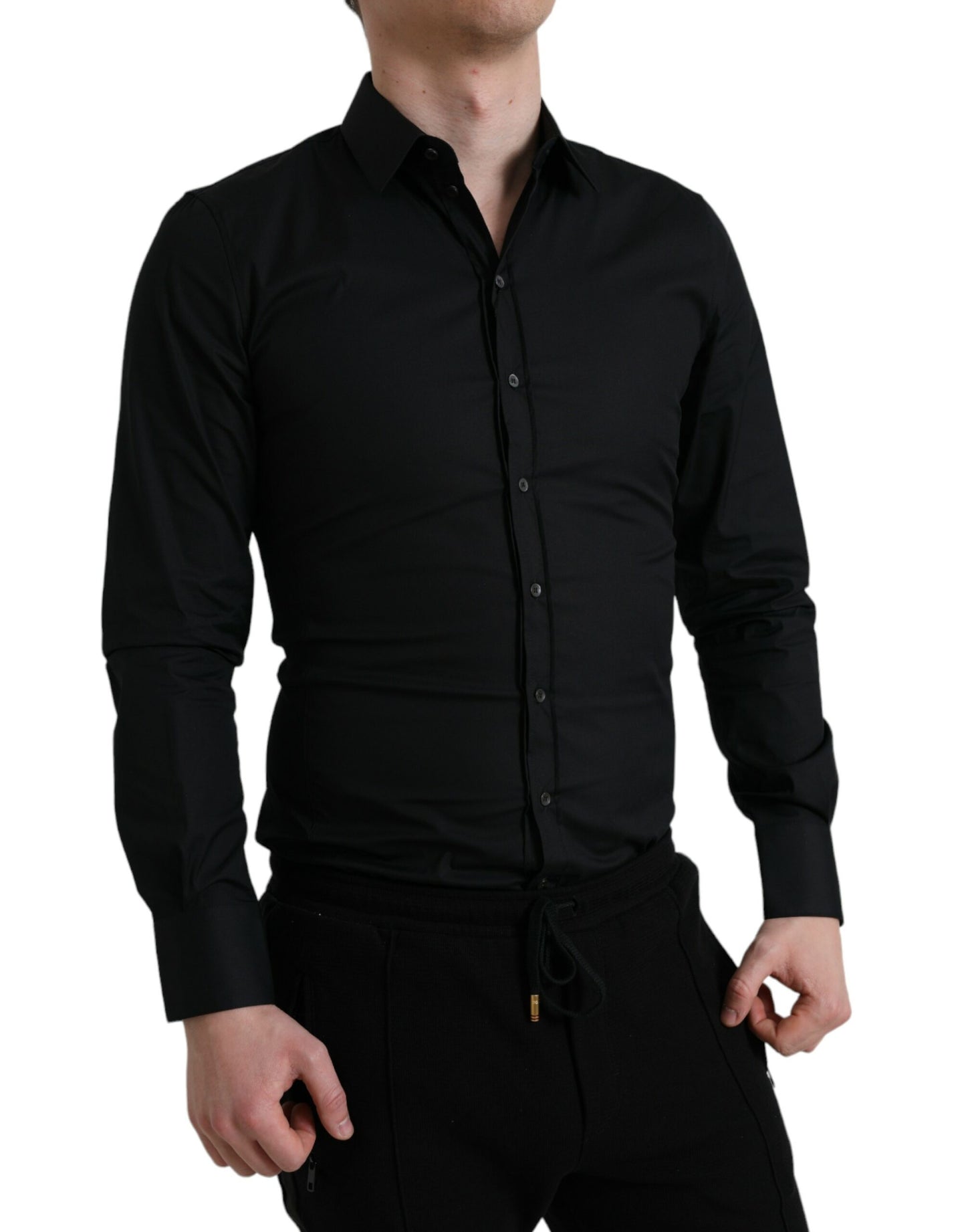 Elegantes schwarzes italienisches Slim Fit-Hemd