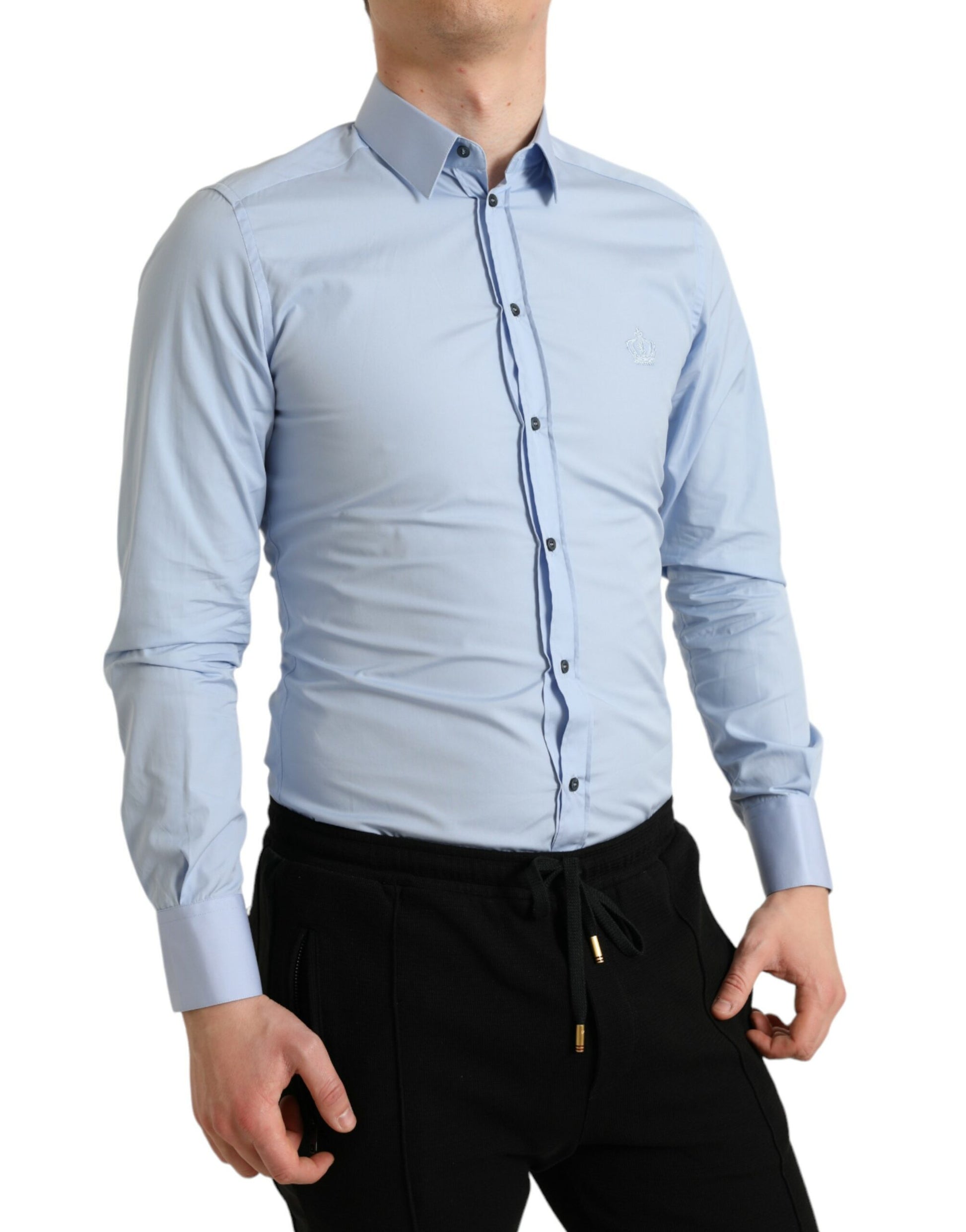 Camisa de vestir elegante de corte entallado en color azul cielo