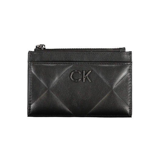 Sleek Black Zip Wallet with Contrast Detailing