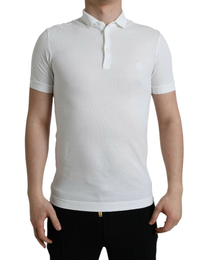 Weißes Poloshirt aus Baumwolle mit Kronenstickerei