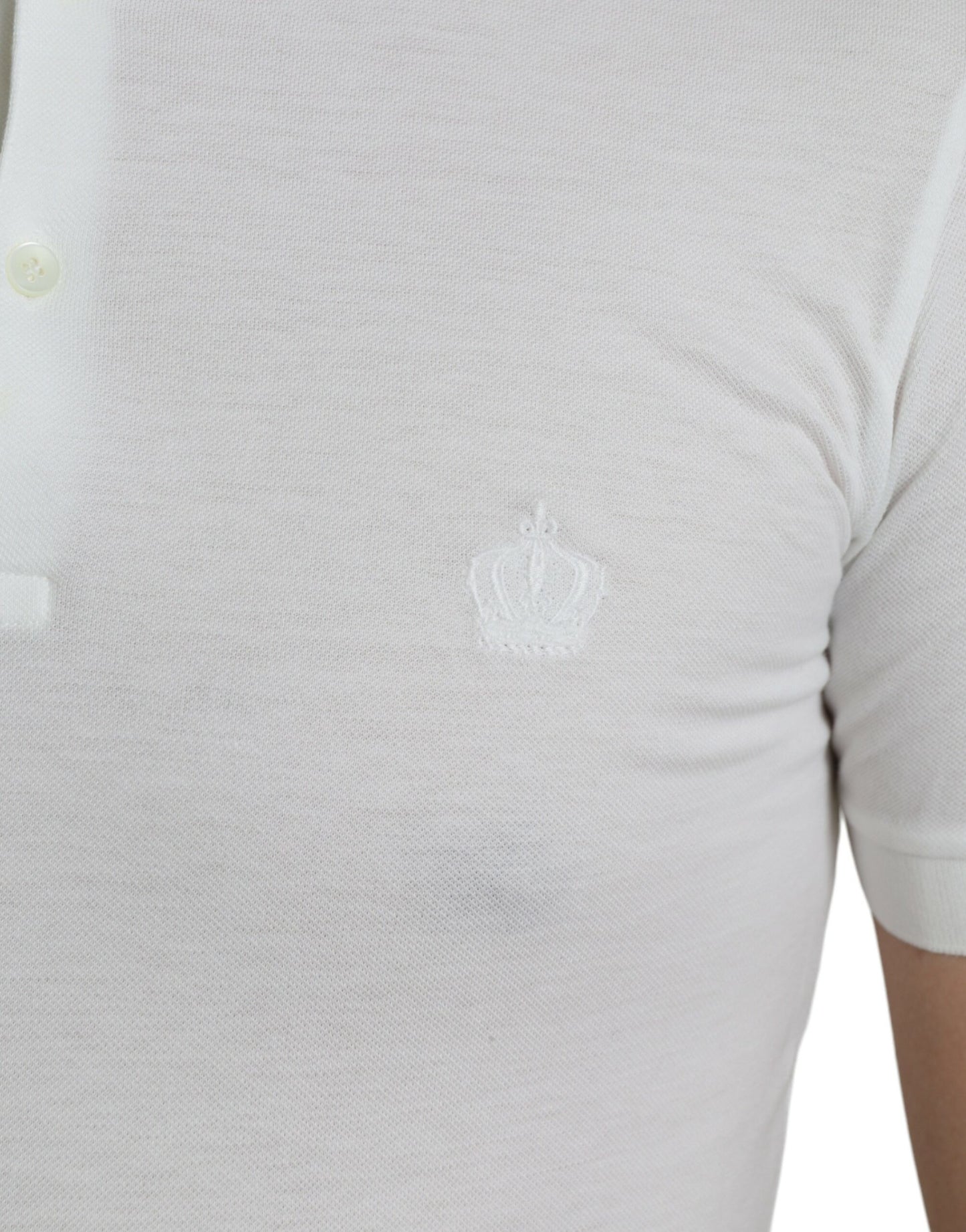 Weißes Poloshirt aus Baumwolle mit Kronenstickerei