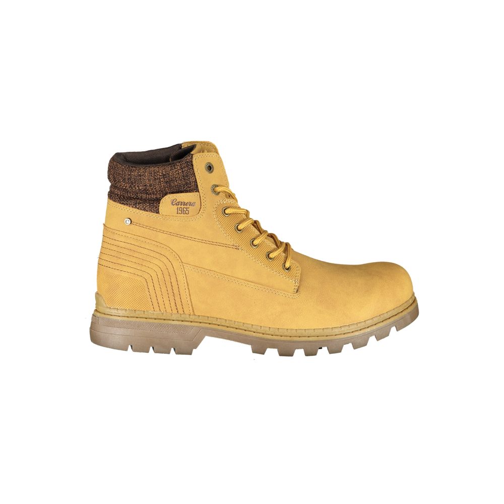 Sleek Yellow Lace-Up Boots with Contrast Detail