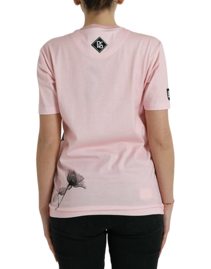 Schickes rosa Baumwoll-T-Shirt mit Blumenmuster