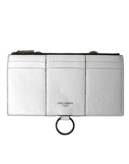 Elegantes Crossbody-Kartenetui aus weißem Leder