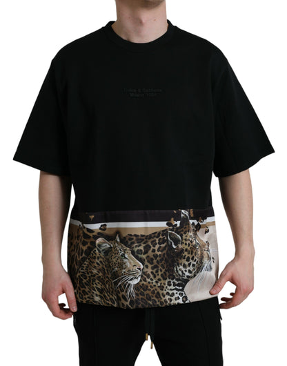 Elegantes Rundhals-T-Shirt mit Leopardenmuster