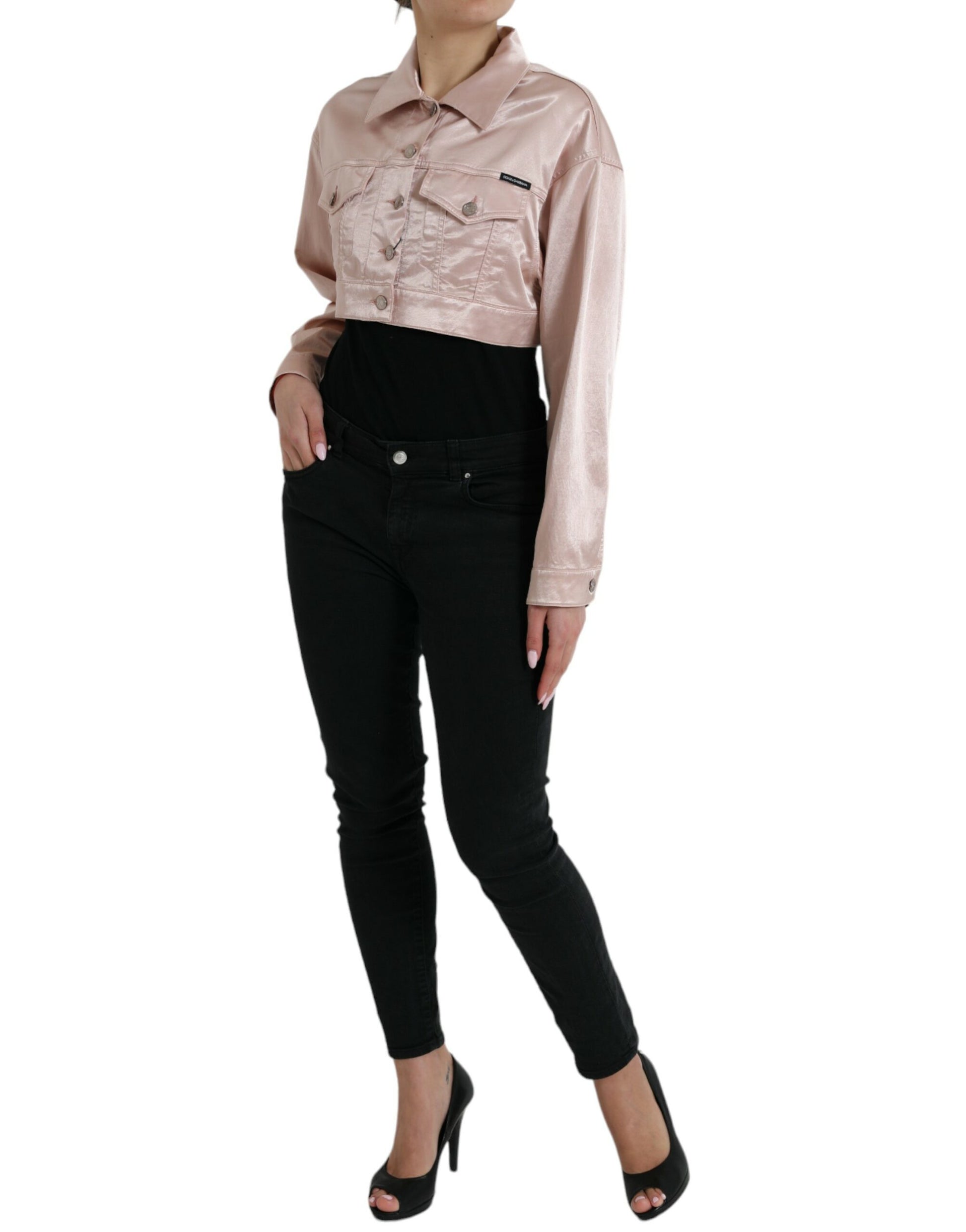 Elegante rosa kurze Jeansjacke