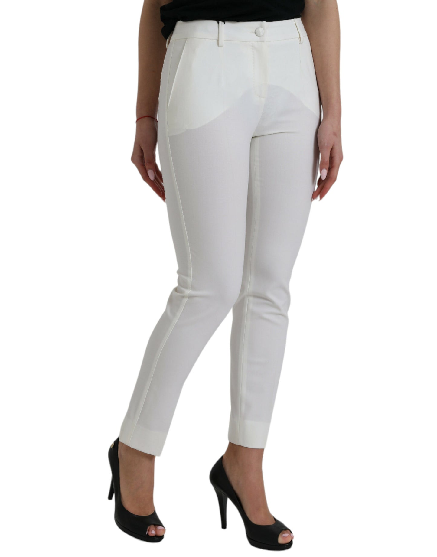 Pantalones elegantes de talle medio en color blanco