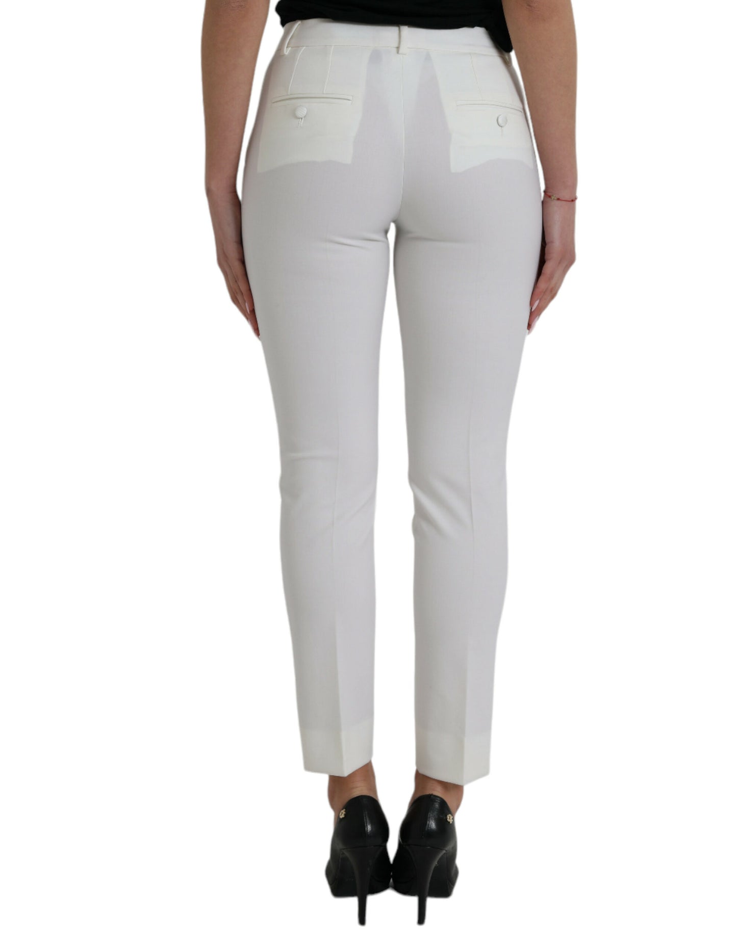 Pantalones elegantes de talle medio en color blanco