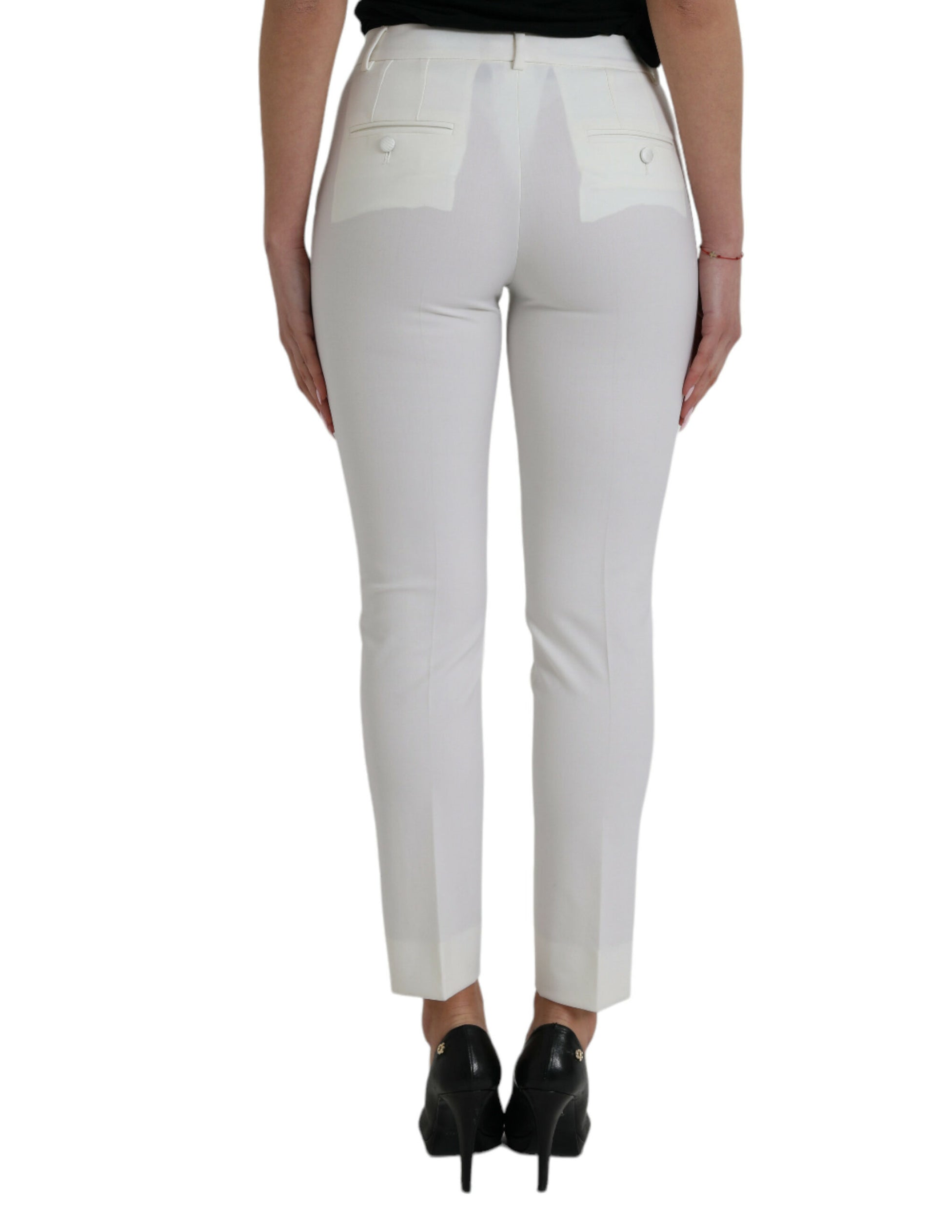 Pantalones elegantes de talle medio en color blanco