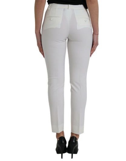 Pantalones elegantes de talle medio en color blanco