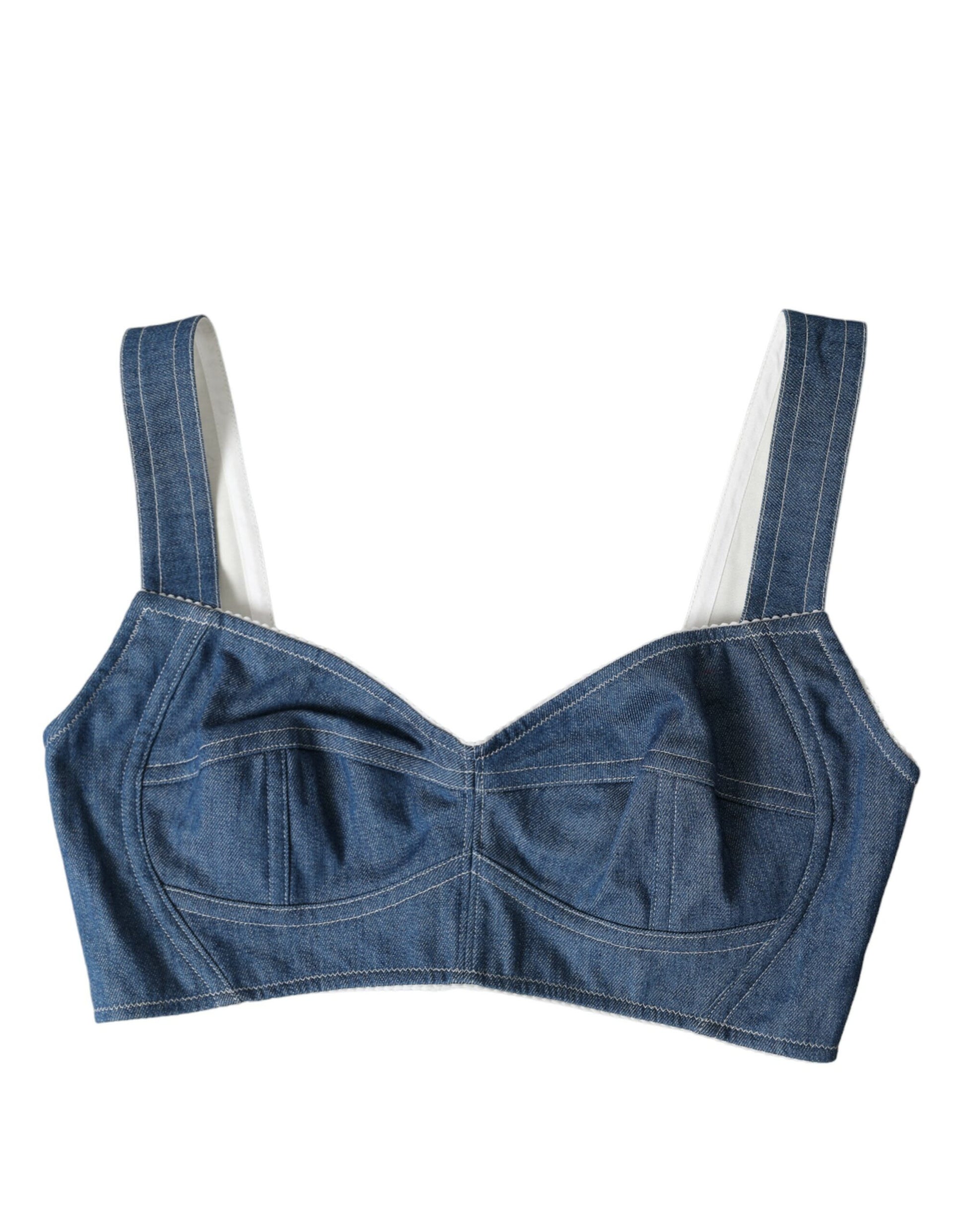 Elegante top corto con bustier azul