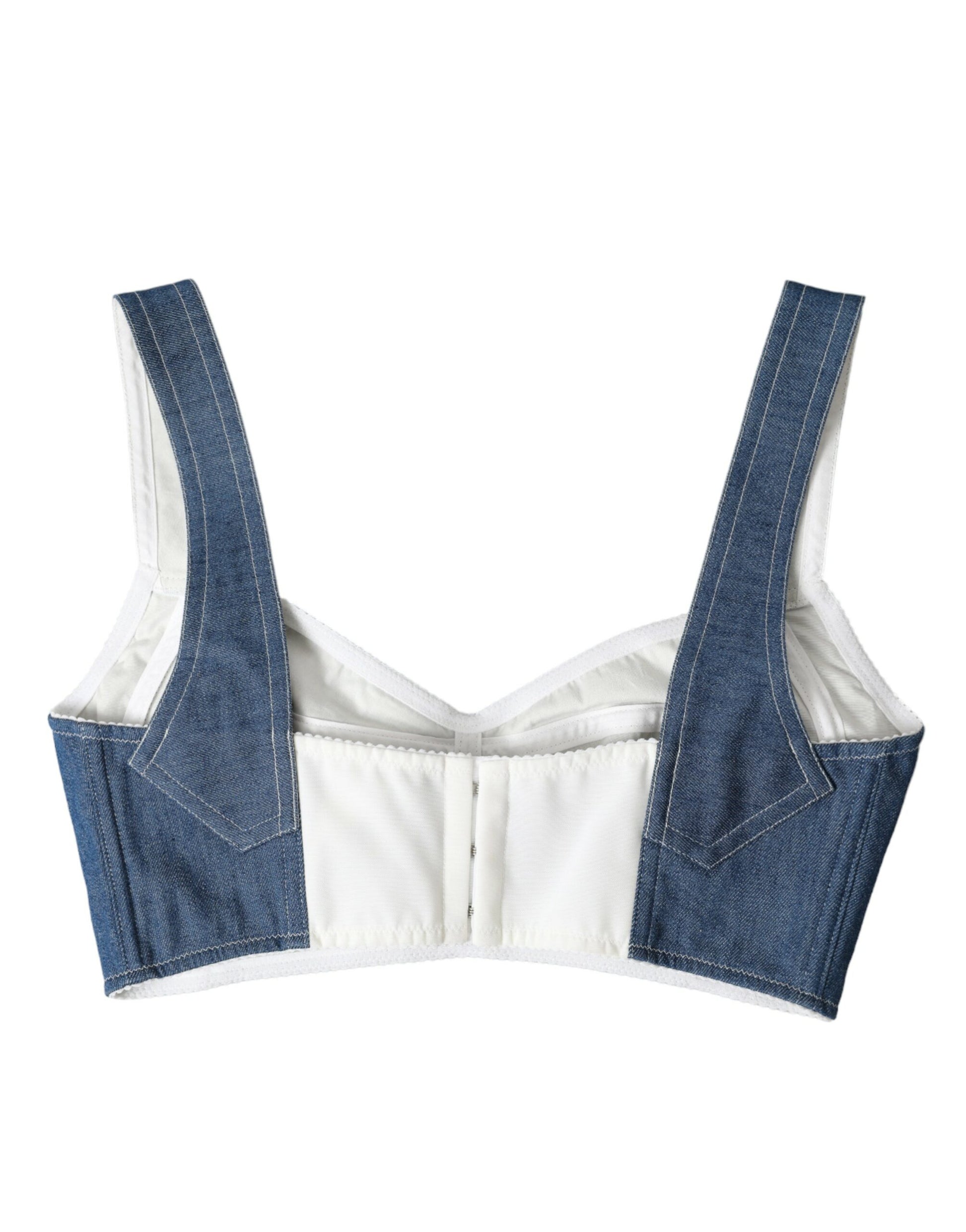 Elegante top corto con bustier azul