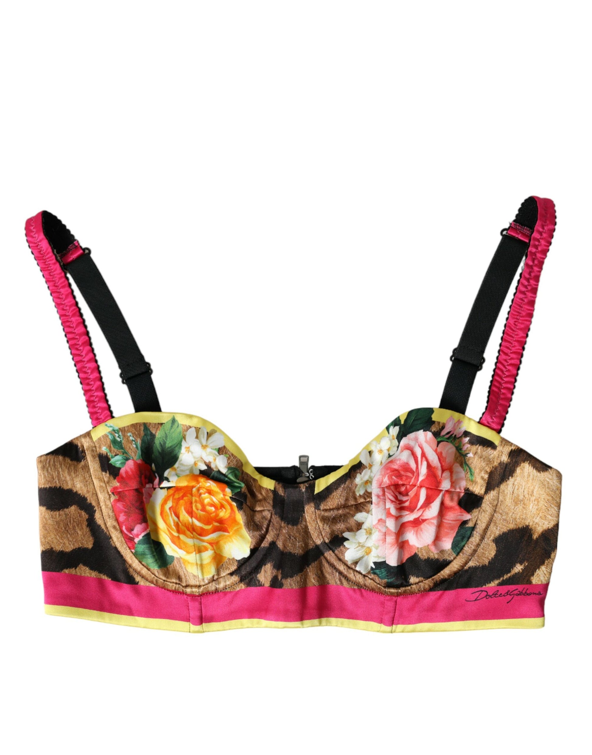 Top corto con bustier y mezcla de seda con estampado floral