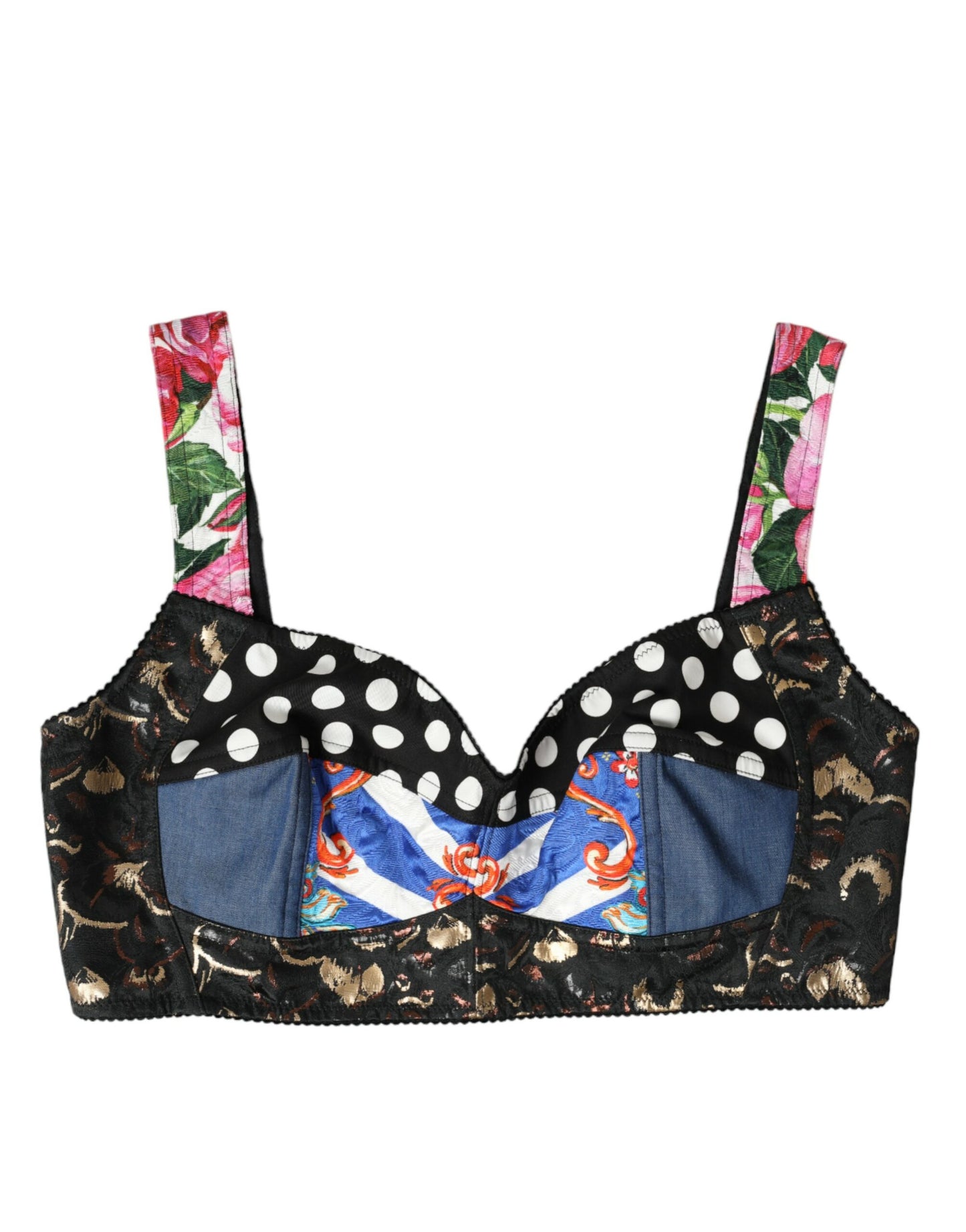 Top corto con bustier y parches florales