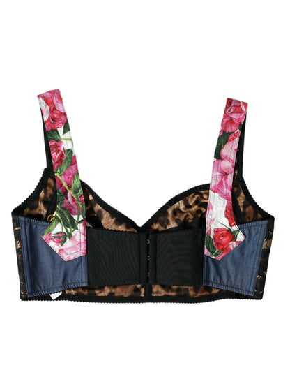 Top corto con bustier y parches florales