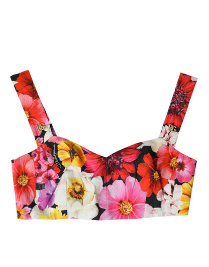 Exquisito top corto con bustier y estampado floral