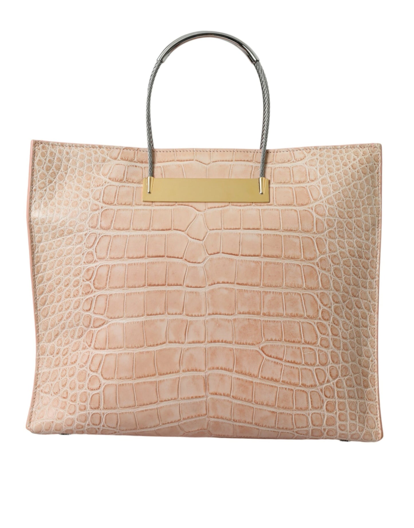 Alligator Leather Chic Pink Tote Bag