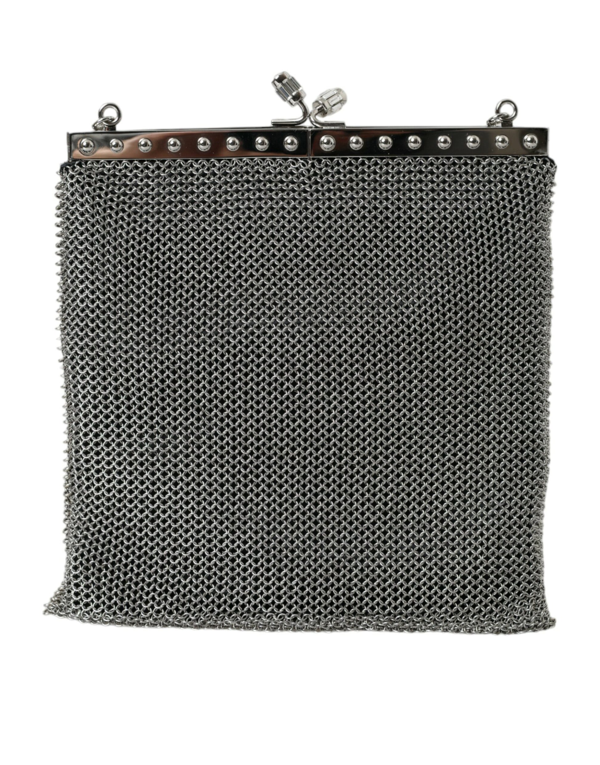 Elegant Silver Mesh Shoulder Evening Bag