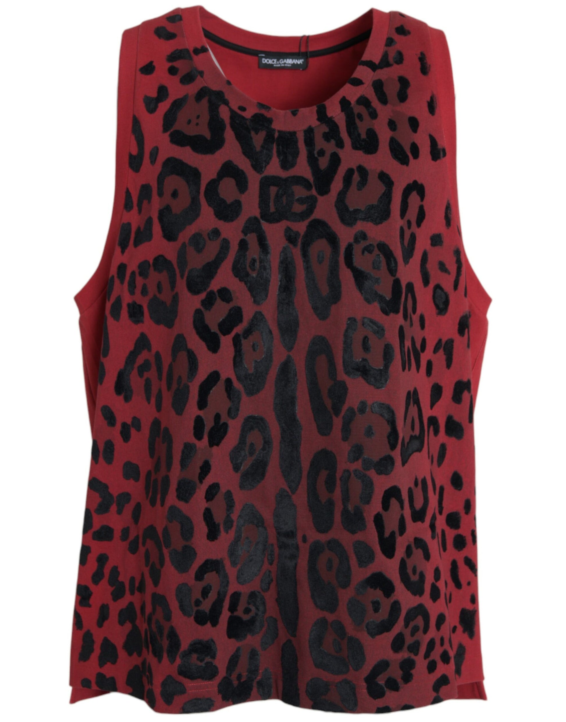 Rotes ärmelloses Tank-T-Shirt mit Leopardenmuster